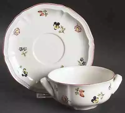 Villeroy & Boch Petite Fleur Flat Cream Soup Bowl & Breakfast Saucer Set 3351905 • $49.99