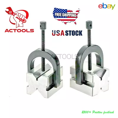 Precision Engineers All Steel Vee Blocks Clamp Set V Block Matched Pair ACTOOLS • $39.90