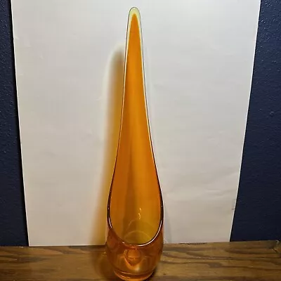 MCM Viking Glass Persimmon Taperglow Swung Glass Orange Candle Holder • $57