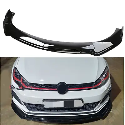 Glossy Black Front Bumper Lip Splitter Spoiler Dual-Layer For VW GOLF MK7 MK7.5 • $59.99