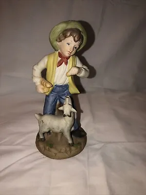 Vintage Ceramic Figurine Of Boy With A Goat Country Farm Life • $15