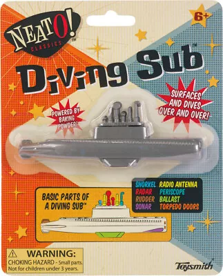 DIVING SUB Baking Soda Powder Submarine Dives/Surfaces Cereal Prize Toy • $9.95