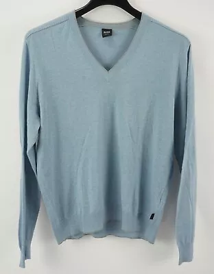 Hugo Boss Garann Men's XL Slim Light Blue Cotton Wool V-Neck Jumper Sweater • $34.99