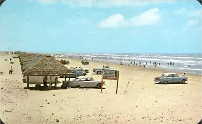 Mexico Matamoros Tamps Playa Lauro Villar Beach Postcard 1960s Sand Cabanas A/T • $8.50