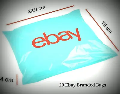20 EBay Packaging Self Seal Plastic Mailer Bags 15cm X 22.9cm 4.0cm Lip Blue/Red • £4.78