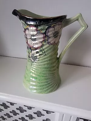 Vintage Kensington Pottery Belgrave Lustre Ware Jug Green Floral Stylish • £14