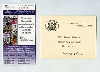 £64.58 • Buy James Harold Wilson,  British Prime Minister Signed 10 Downing Street Card JSA