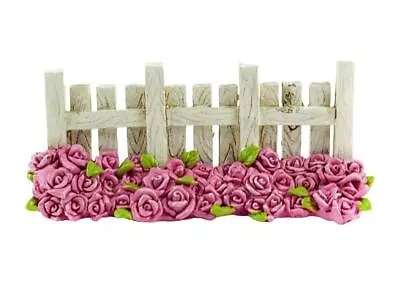 Miniature Dollhouse Fairy Garden 5  White Fence W/ Roses  - Buy 3 Save $5 • $13.25