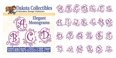 Dakota Collectibles Embroidery Machine Design CD - Elegant Monograms 970509 • $49.95