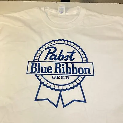 NEW PABST BLUE RIBBON BEER DIVE BAR TEE T SHIRT Mens XL White  • $12.99