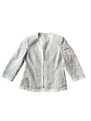 Vintage 60’s/70’s Roth-Le Cover Linen Womens 4 Ivory Collarless Jacket • $18