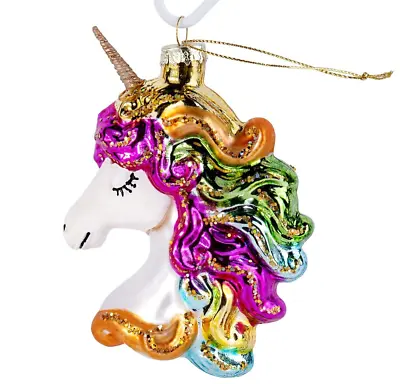 4  Unicorn Glass Christmas Ornaments Holiday Tree Decor Glass Ornament • $10.95