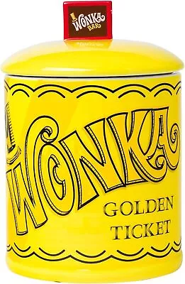 Silver Buffalo Willy Wonka Golden Ticket Canister Ceramic Cookie Jar Large • $144.51