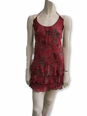 Daslu Sao Paulo Brazil Silk Red Paisley Print Coverup Dress I 38 UK 6 US 2 • $76.87