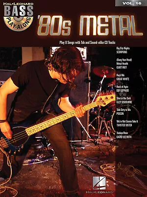 80s Metal Bass Play-Along Vol 16 Bass Guitar Notes & Tab Sheet Music Book CD • $16.99