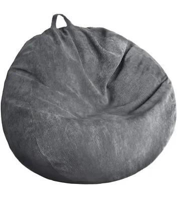 Bean Bag Chair Cover (No Filler) Stuffed Animal Storage Cover Pet Dogs/Cats Gray • £14.45