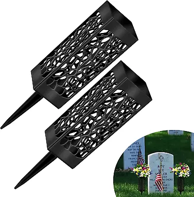 2 Pack Cemetery Decorations Flower Vase Holder For Grave 12 In Steady Plastic • $12.74