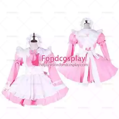 Sissy Maid Baby Pink Cotton Dress Lockable White Apron Costume Tailor-made • $26.88
