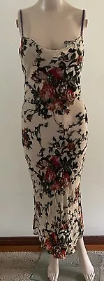 Vintage Sarah Jane 100% Silk Slip Dress Size 10 Velvet Florals • $19