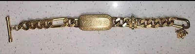 Vintage Versace Gold Tone Versus Rare Merdusa Toggle Chain Bracelet Sz 7 1/4   • $180