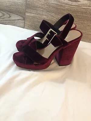 Mossimo Supply Co. Burgundy Red Soft Velvet High Heel Shoes SZ 7.5 Disco Night • $26