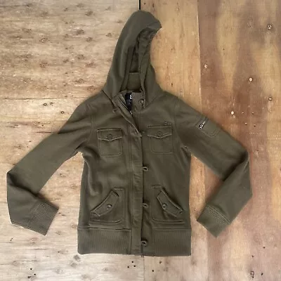 Fox Racing Hoodie Sweatshirt Woman’s Army Green Medium Full Zip Button Up • $26.99