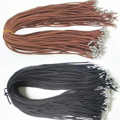 10Pcs Black Suede Leather String Necklace Cord  With Clasp DIY Jewelry Making US • $3.02