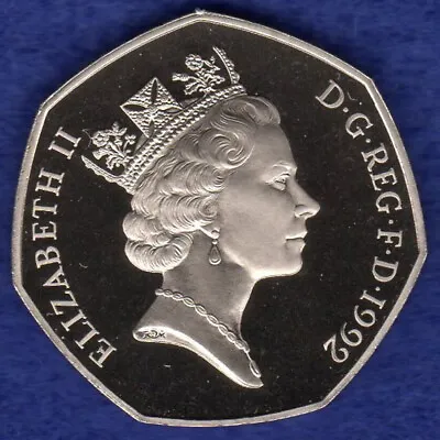 Great Britain 1992 Proof 50p 50 Pence Coin Britannia Large (Ref. T6057) • £16