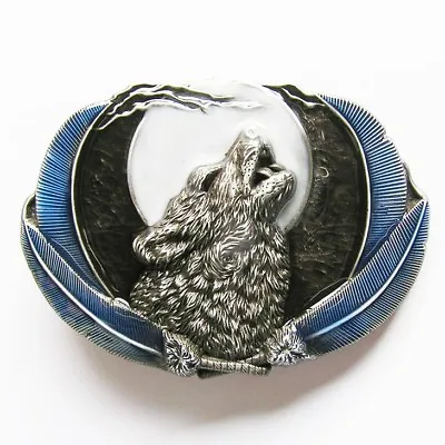 Western Howling Wolf Moon Color Metal Fashion Belt Buckle • $9.99
