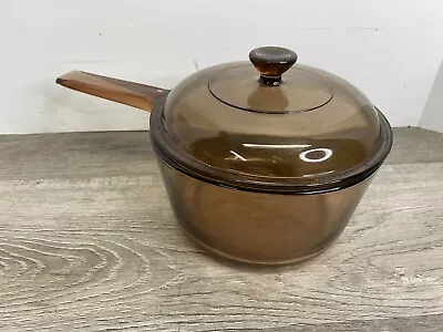 Corning Ware Vision Amber Cookware 1.5 L Liter Saucepan Pot With Lid • $24.99