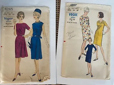 PLUS SIZE 1960's Vintage Vogue Sewing Pattern Lot Bust 43 Sz 22 • $9.99