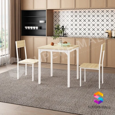 $149.79 • Buy Dining Table And 2 Chairs Set Kitchen Chair Restaurant Wooden Metal Oak White