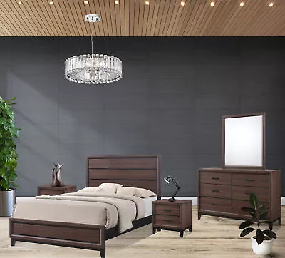 Kings Brand Furniture – Athens 5-Piece Queen Size Bedroom Set Brown / Black • $845.99