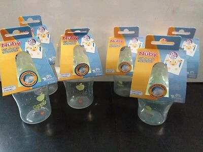 £12.99 • Buy X6 Wide Neck Nuby Bottles 270ml+180ml  Apple Of Eye Design