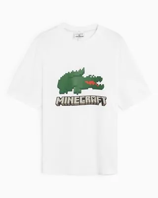 Lacoste Minecraft T Shirt White Relaxed Fit Size Large • £29.99