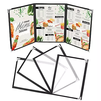 Kurtzy Triple Fold A4 Menu Covers (5 Pack) - 3 Fold Double View American Style  • £25.44