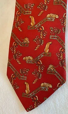 Cool Classic Salvatore Ferragamo Italian 100% Pure Silk Jaguar Theme Neck Tie • $40