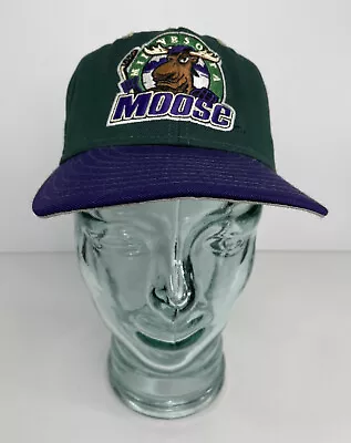 Vintage 90's Minnesota Moose Hat NHL Size 6 7/8 Fitted Cap Hat USA Made • $35.96