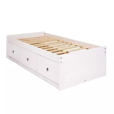 White Corona Cabin Bed Single 3ft Solid Wood Childrens 3 Drawer Storage Bed • £229.99