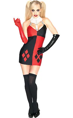£21.59 • Buy Adult Womens Harley Quinn Official Suit Dc Batman Villain Costume Medium Large 