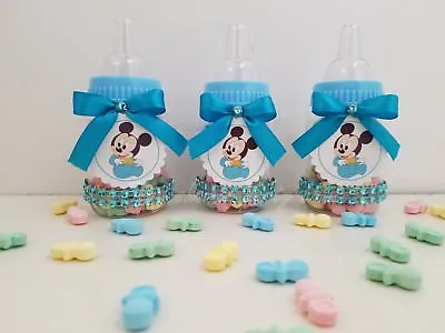 12 Baby Mickey Mouse Fillable Bottles Baby Shower Favors Prizes Boy Decorations • $19.99