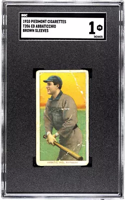 1910 T206 Ed Abbaticchio Brown Sleeves Piedmont 350 SGC 1 • $103.99