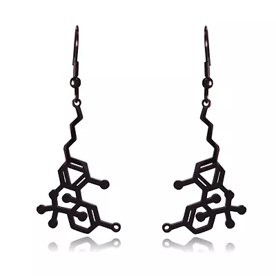 THC Tetrahydrocannabinol Marijuana Molecule Stainless Steel Dangle Earrings • $17.99