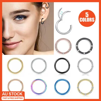 Stainless Steel Segment Hinged Clicker Ear Nose Body Ring Lip Hoop Piercing 1PC • $3.95