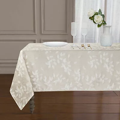 Raised Jacquard Floral Leaves Fabric Tablecloth - Assorted Colors & Sizes • $27.99