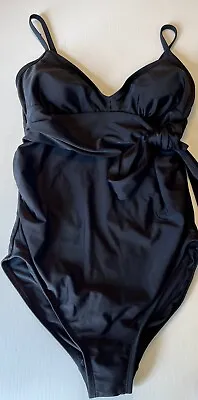 Isebal Maternity Black Tie Front One Piece Swimsuit Size M Black • $12