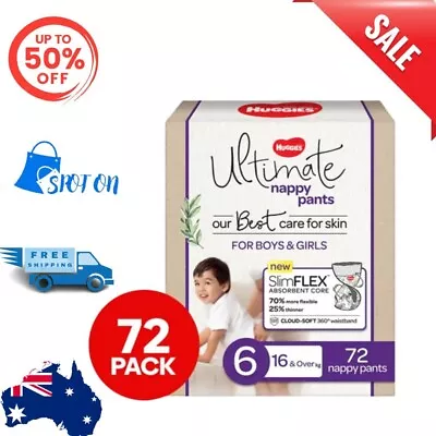 $77.99 • Buy Huggies Ultimate Nappy Pants For Boys & Girls Size 6 16kg+ 72 Pack Unisex