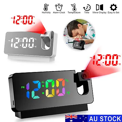 $27.99 • Buy LED Digital Smart Alarm Clock- Projection Temperature Time Projector LCD Display