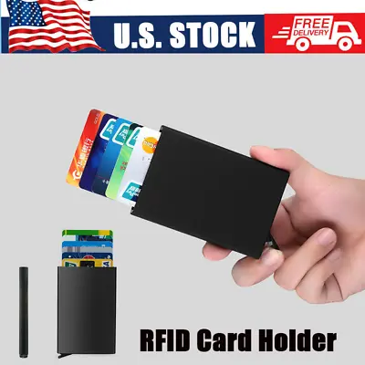 $6.90 • Buy Men RFID Blocking Wallet Pop Up Wallet Automatic Slim ID Credit Card Holder