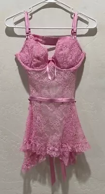Women's Victoria's Secret Full Lace Baby Doll Size Large Pink Underwire • $26.75